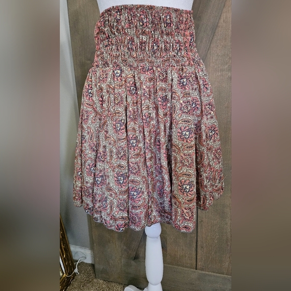 PAANI Smocked Paisley Print Skirt/tube Top. Pink/sage Multi. Size Small NWOT - Picture 6 of 15